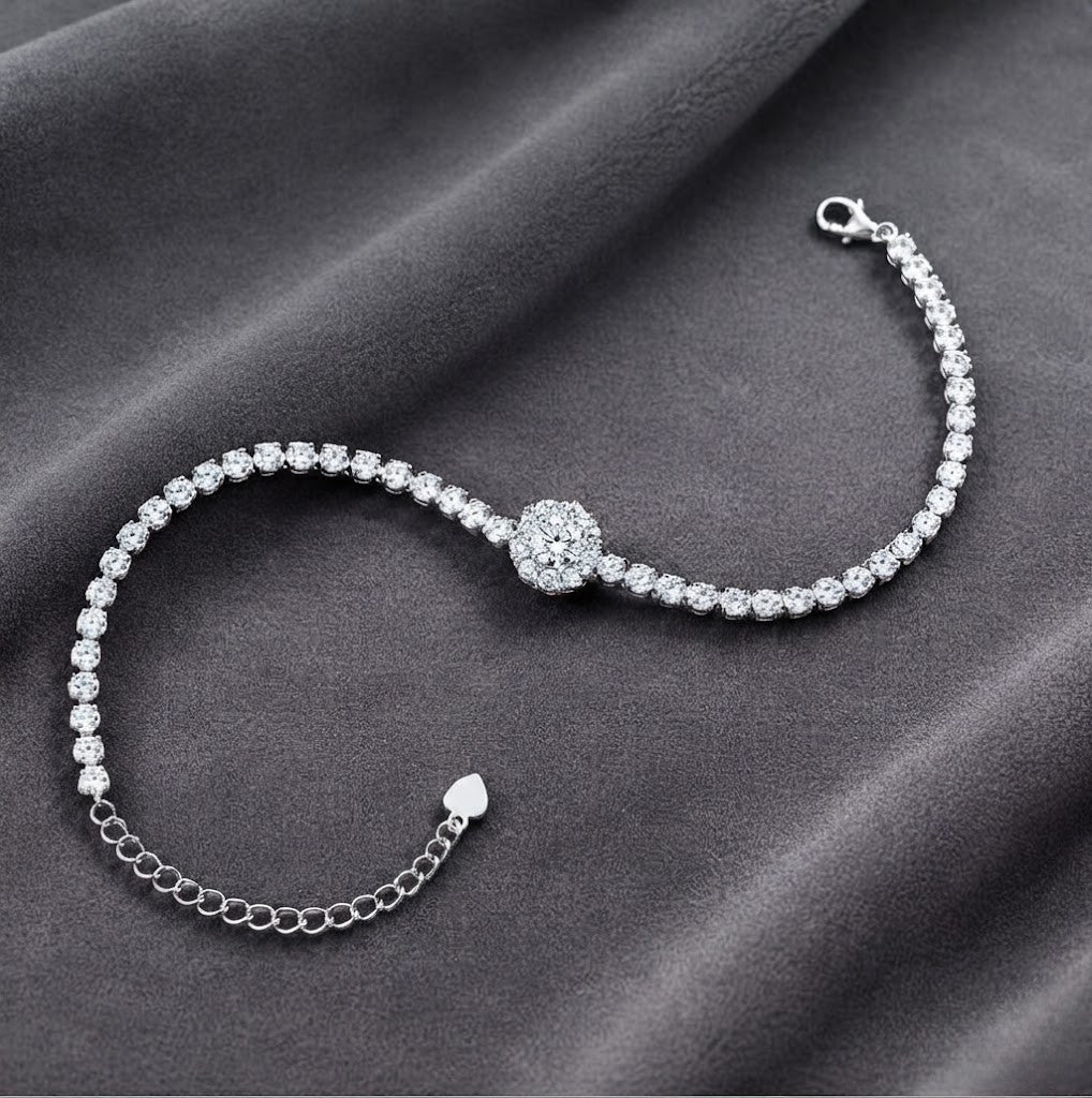 S925 Precision Set Prong Setting Tennis Bracelet