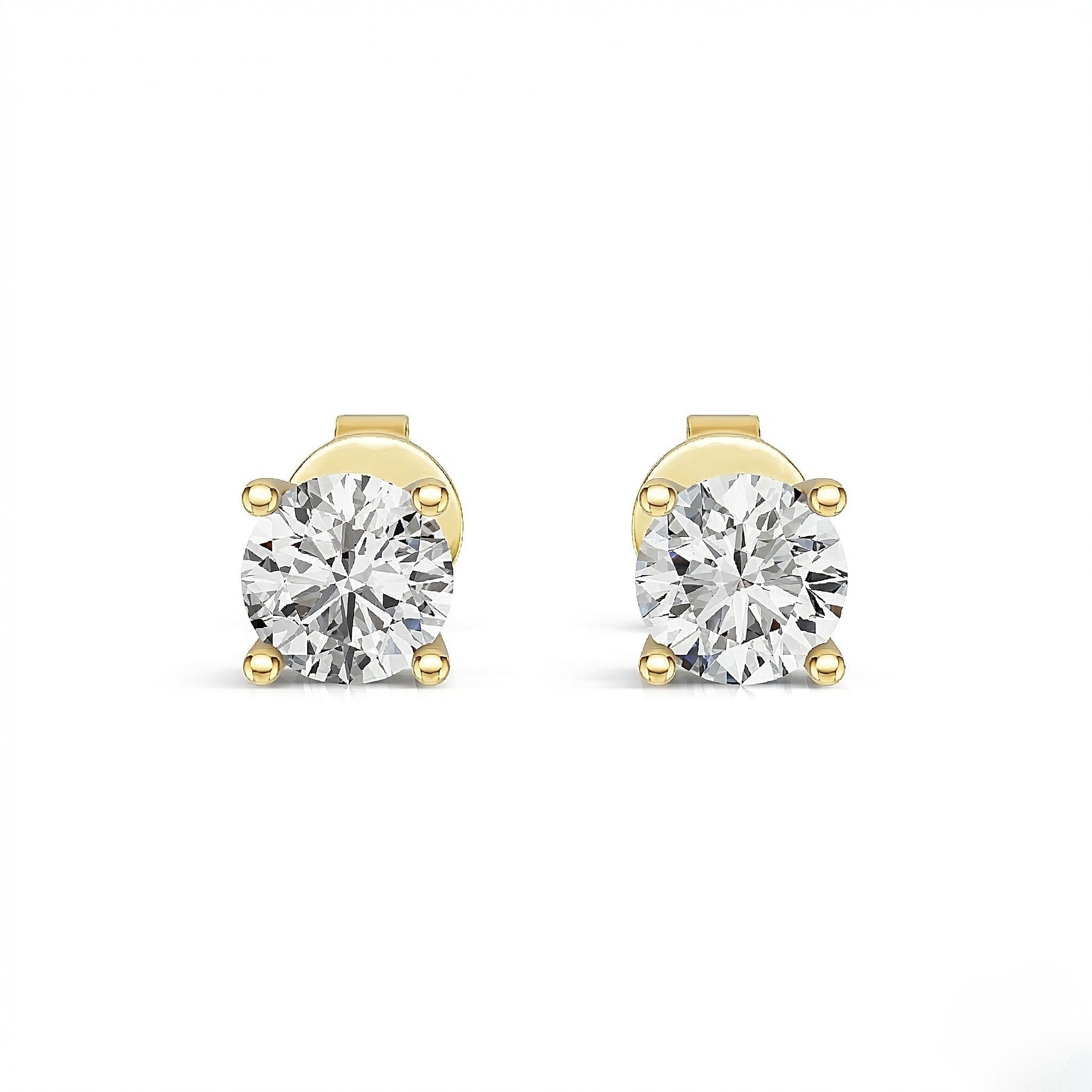Elegant gold diamond stud earrings for women, showcasing brilliant-cut stones in a polished yellow gold mount. 10K_Gold_Lab_Diamond_Earrings_0.418ct - J. Collins Jewelry 