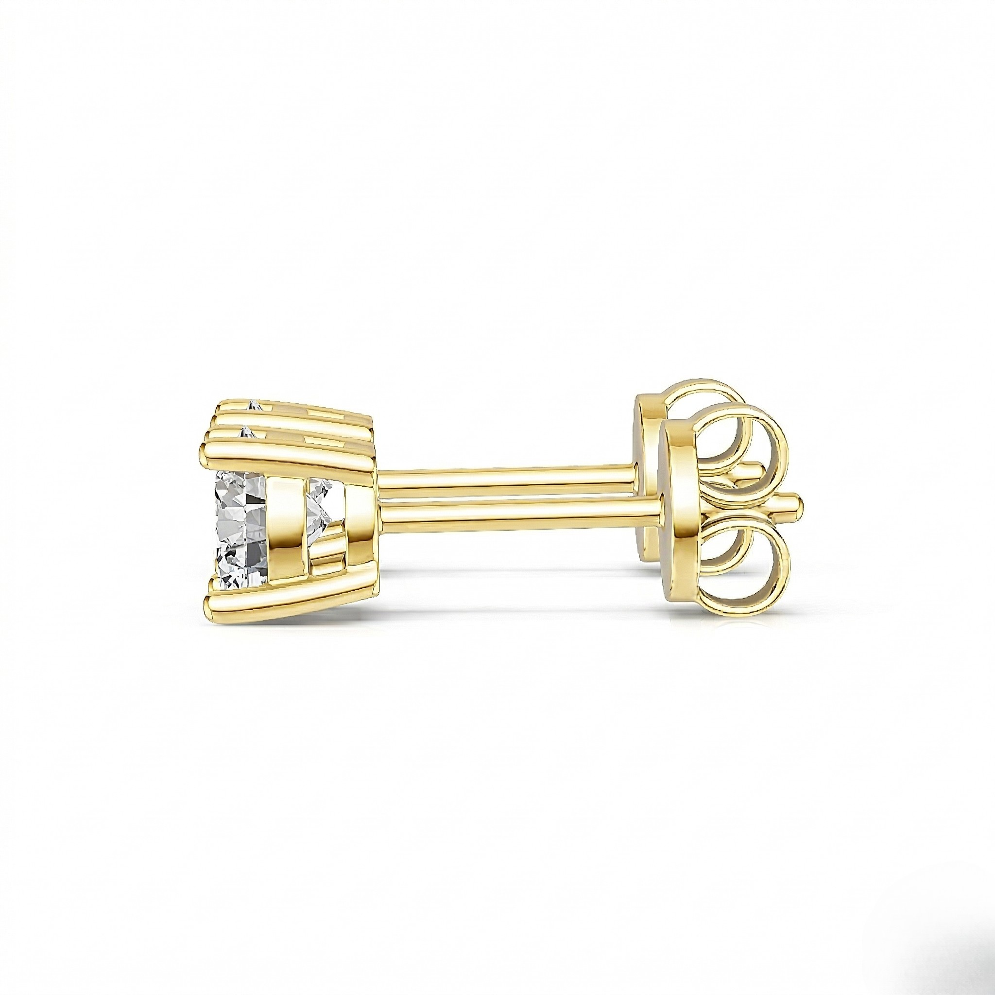 Gold stud earrings with butterfly back closure for everyday luxury jewelry. - 10K_Gold_Lab_Diamond_Earrings_0.418ct - J. Collins Jewelry 