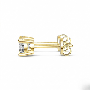 Gold stud earrings with butterfly back closure for everyday luxury jewelry. - 10K_Gold_Lab_Diamond_Earrings_0.418ct - J. Collins Jewelry 