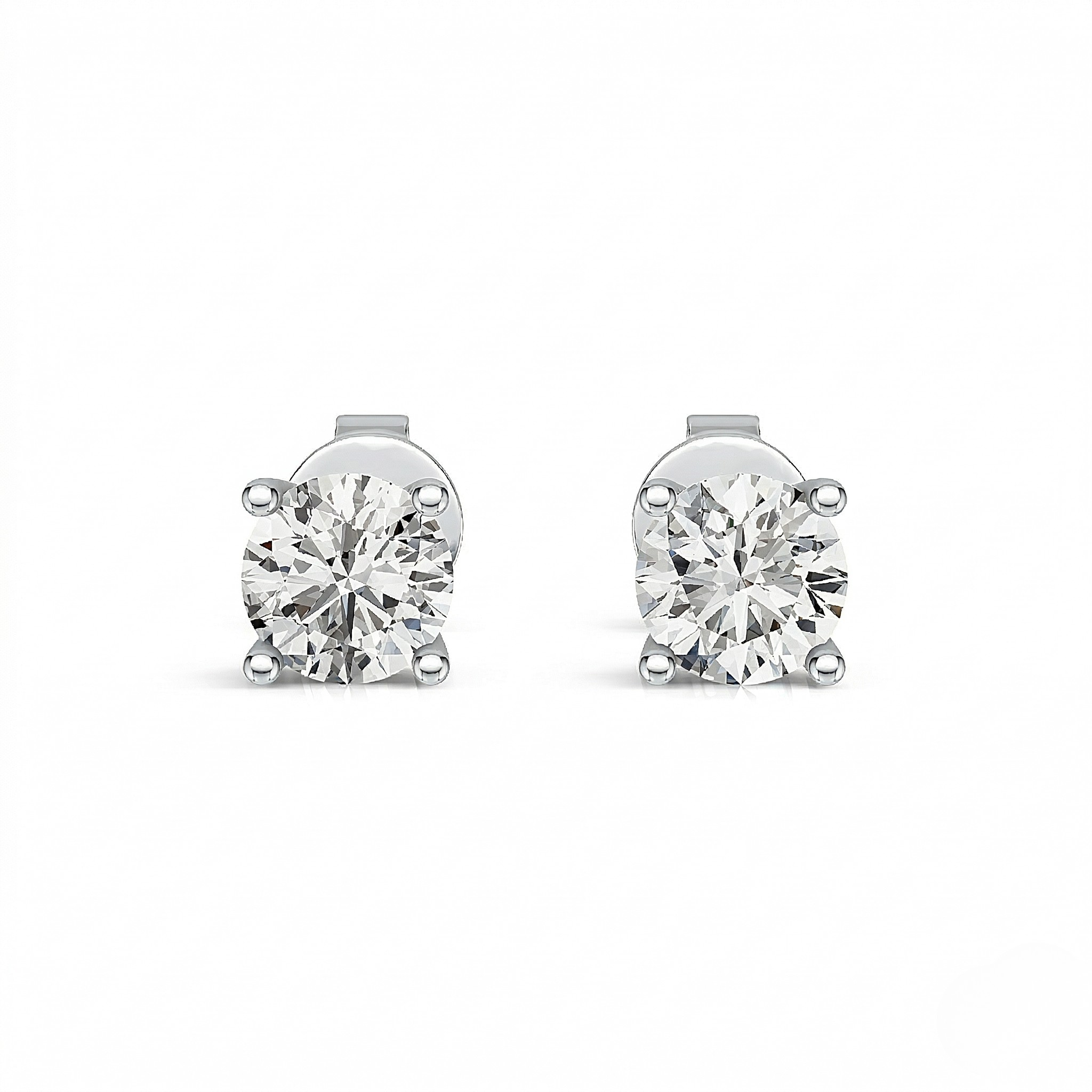 Brilliant-cut diamond-style stud earrings in a polished silver-toned mount, perfect for a minimalist luxury jewelry look. - 10K_Gold_Lab_Diamond_Earrings_0.418ct - J. Collins Jewelry 