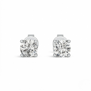 Brilliant-cut diamond-style stud earrings in a polished silver-toned mount, perfect for a minimalist luxury jewelry look. - 10K_Gold_Lab_Diamond_Earrings_0.418ct - J. Collins Jewelry 