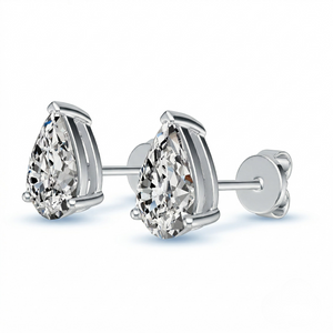 Pair of diamond silver earrings on a white background - 10K White Silver Lab Diamond Earrings 0.549ct by J.Collins Jewelry 