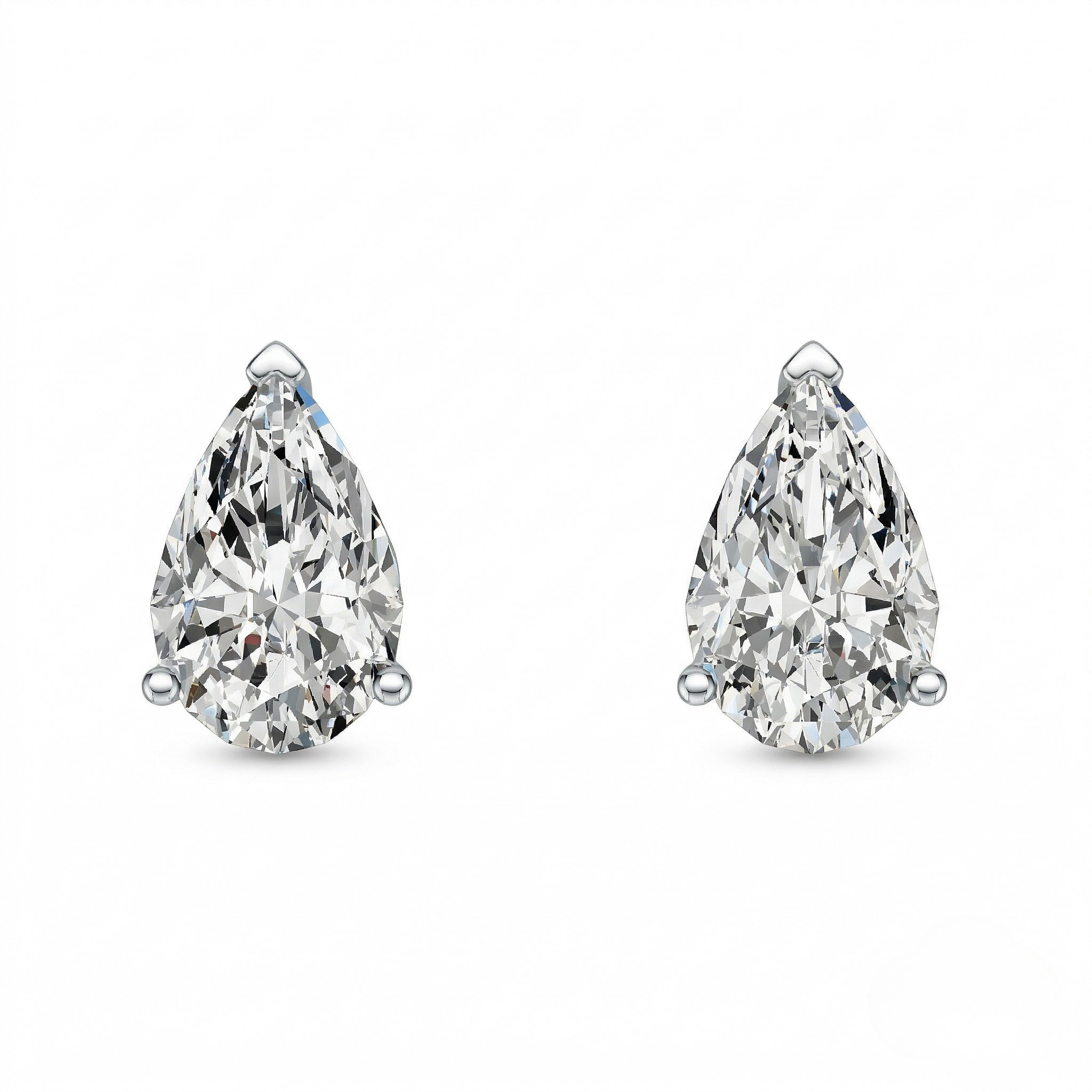 Pair of pear-shaped silver diamond earrings on a white background - 10K White Silver Lab Diamond Earrings 0.549ct by J.Collins