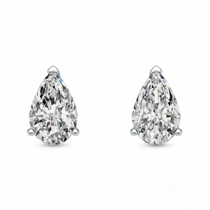 Pair of pear-shaped silver diamond earrings on a white background - 10K White Silver Lab Diamond Earrings 0.549ct by J.Collins