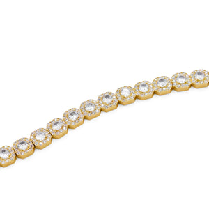 Gold bracelet with clear gemstones on a white background-10mm-Tennis-Chain-J.Collins 
