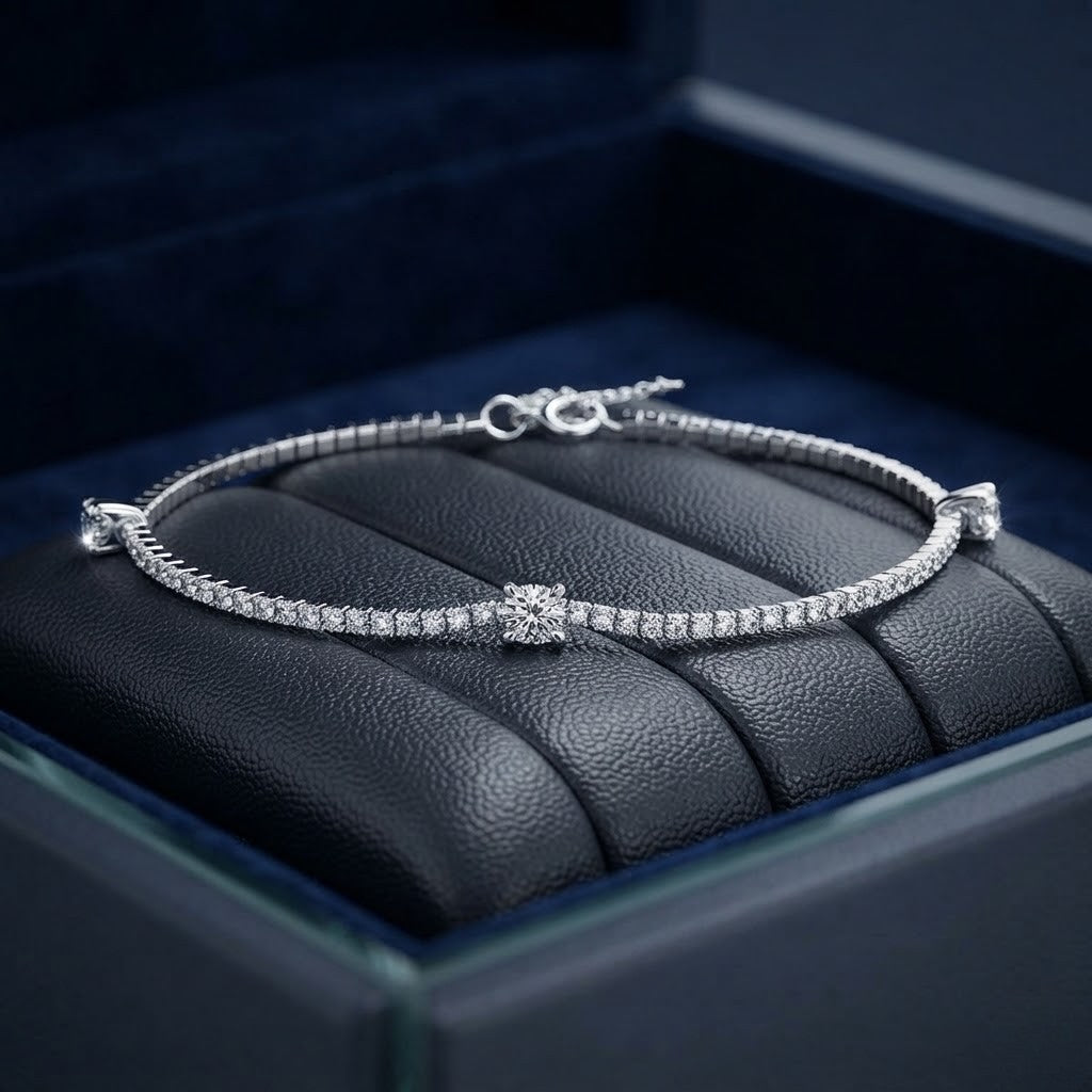 925 Sterling Silver VVS Moissanite Cluster Setting Bracelet