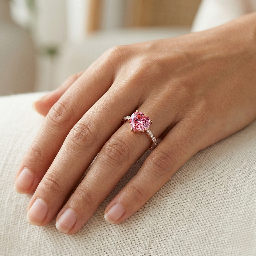 18K Rose Gold Lab Color Gemstone Ring-1