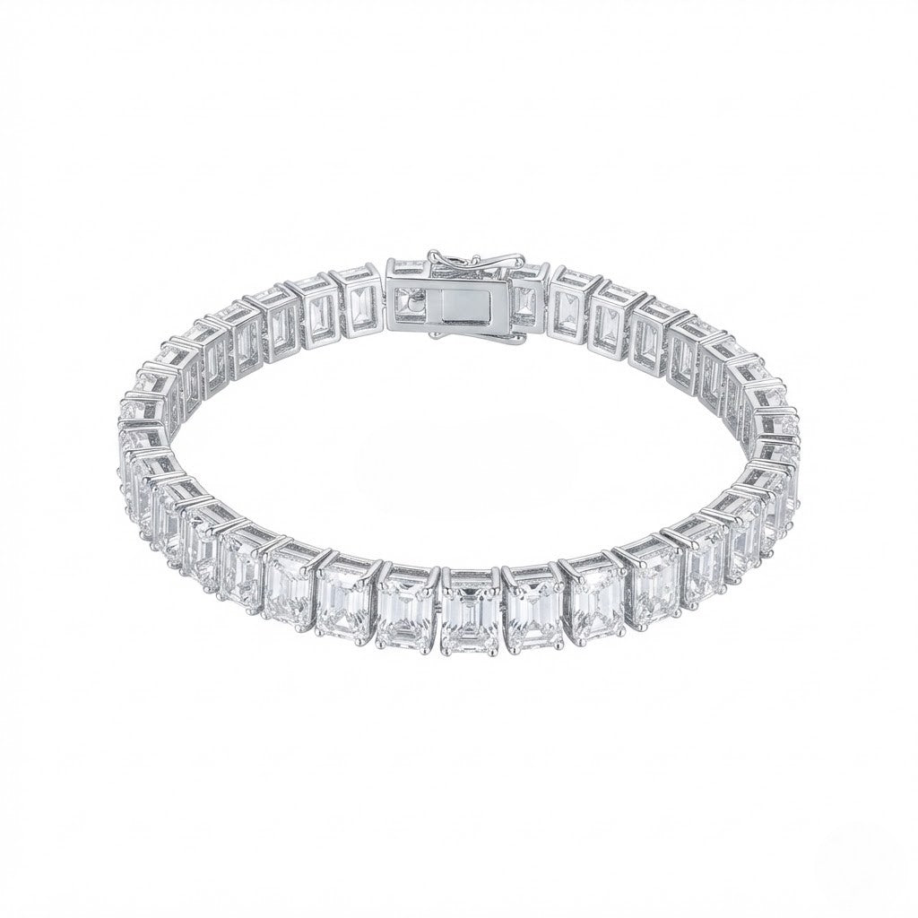 Emerald Cut 925 Iced Out Tennis Bracelet