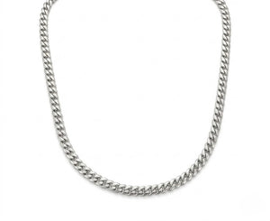 Silver Miami Cuban Link Necklace 5mm displaying its chain style against a white background