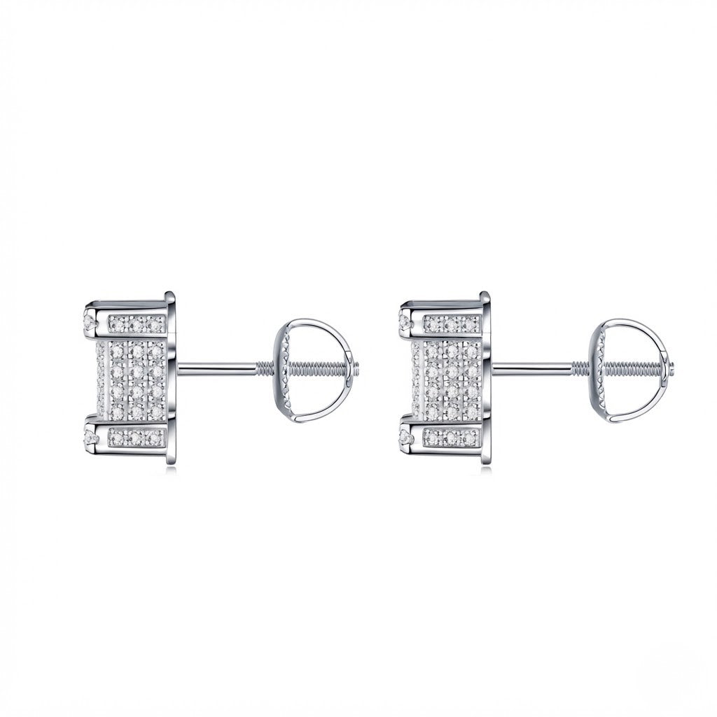 Square Stud Cluster S925 VVS Earrings