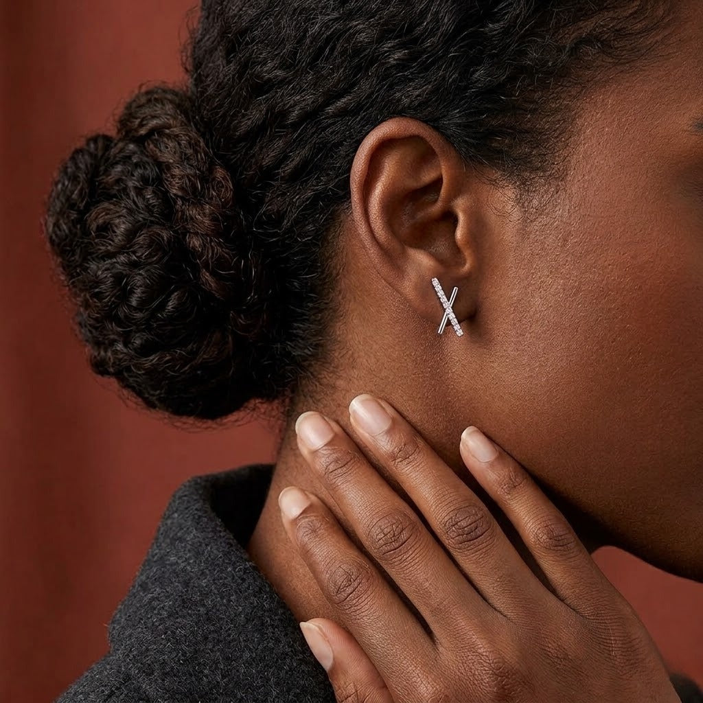 Crystal Crossbar Earrings