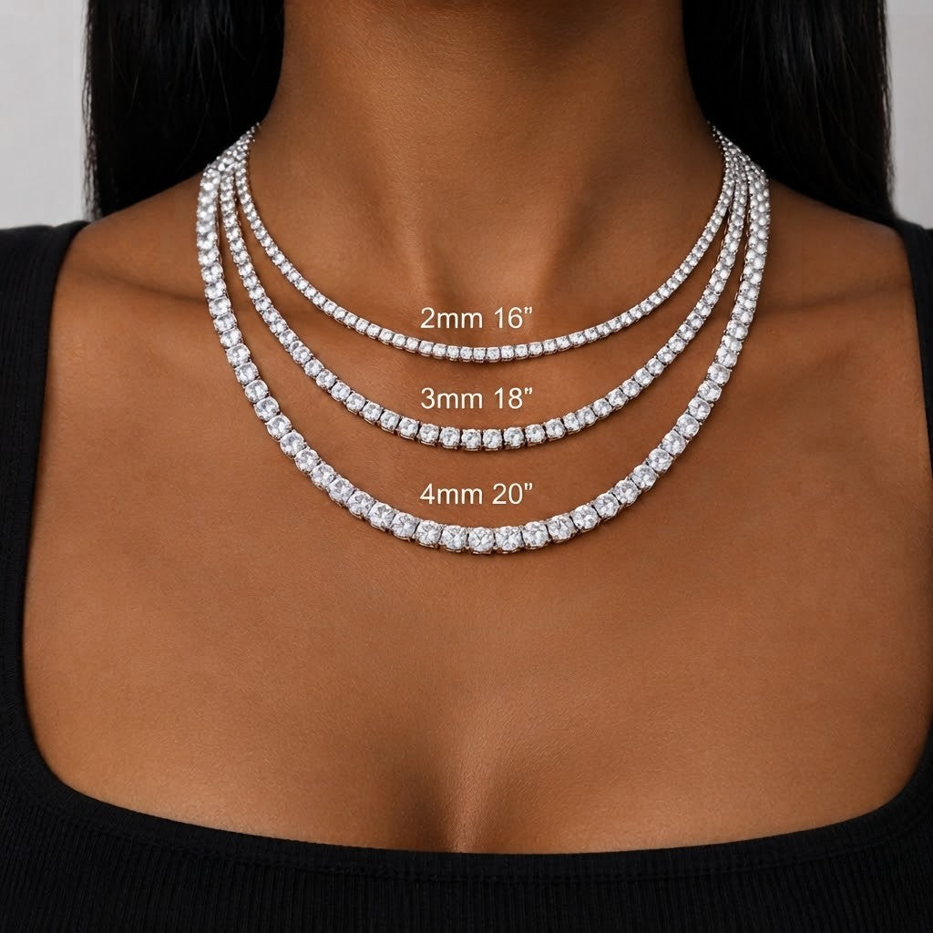 925 Sterling Silver VVS Moissanite Solitaire Chain Necklace