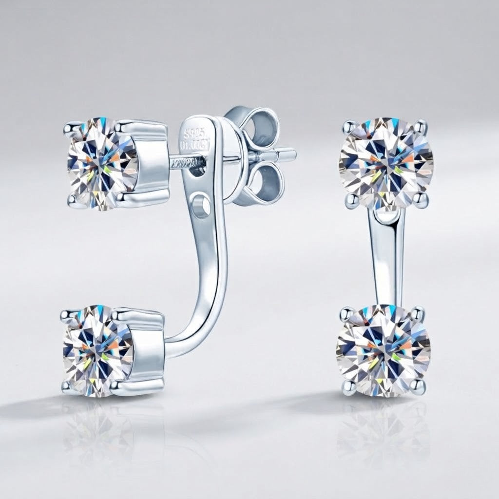 0.5CT 5.0mm Double Stone Jacket Earrings