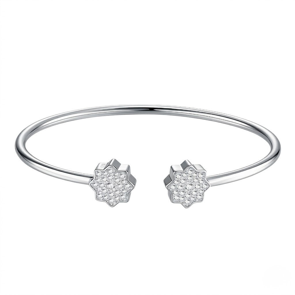 Snowflake Moissanite Open Cuff Bracelet