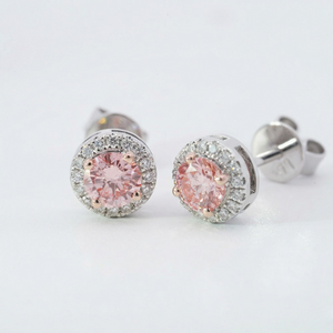 10K White Gold/10K Rose Gold Lab Diamond Earrings 0.604ct