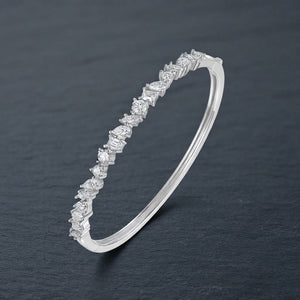 Mixed-Cut Crystal Moissanite Bangle Bracelet
