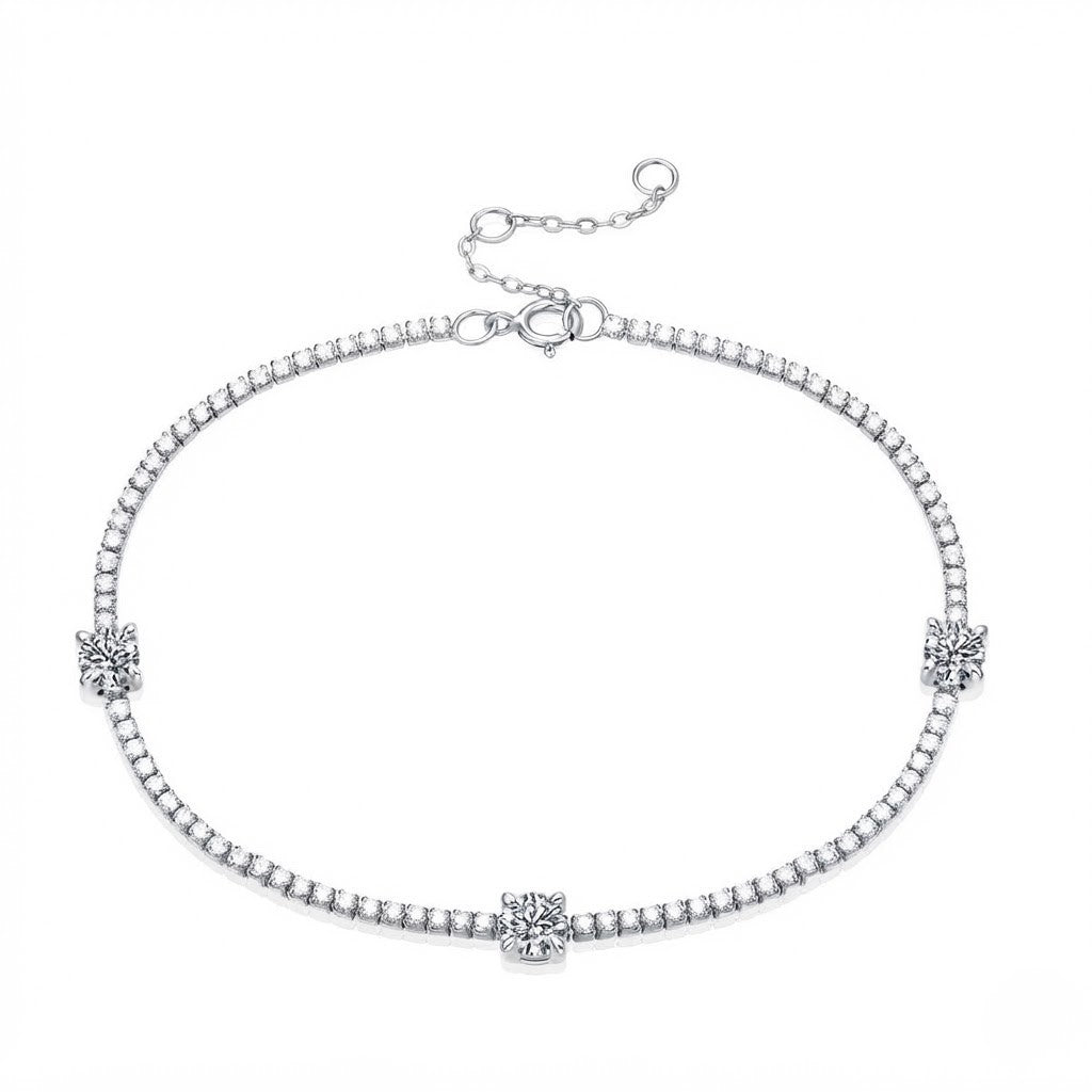 925 Sterling Silver VVS Moissanite Cluster Setting Bracelet