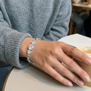 Round Halo S925 Lab Diamonds Tennis Bracelet