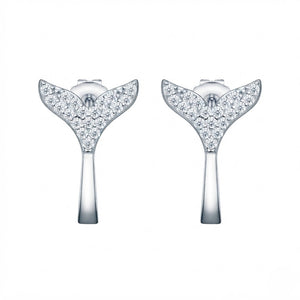 Paved Whale Tail Moissanite Hoop