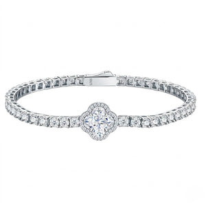 VVS1 GRA Moissanite Flower Charm Tennis Bracelet