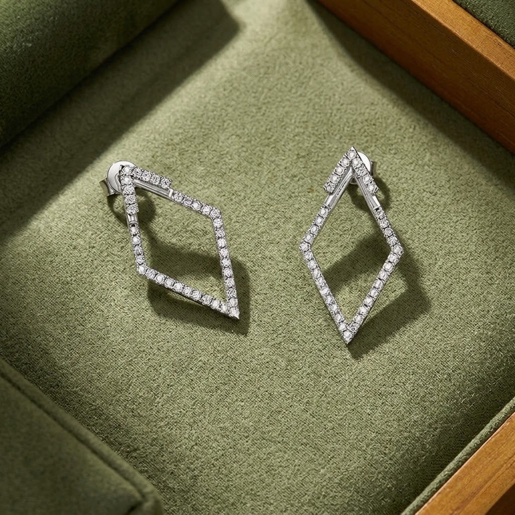 Geometric Kite Moissanite Earrings