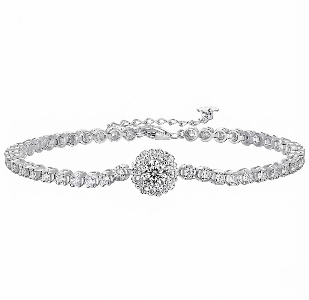 S925 Precision Set Prong Setting Tennis Bracelet