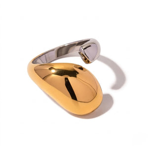 Vesper Duo Ring, gold and silver open band design, modern and sleek style