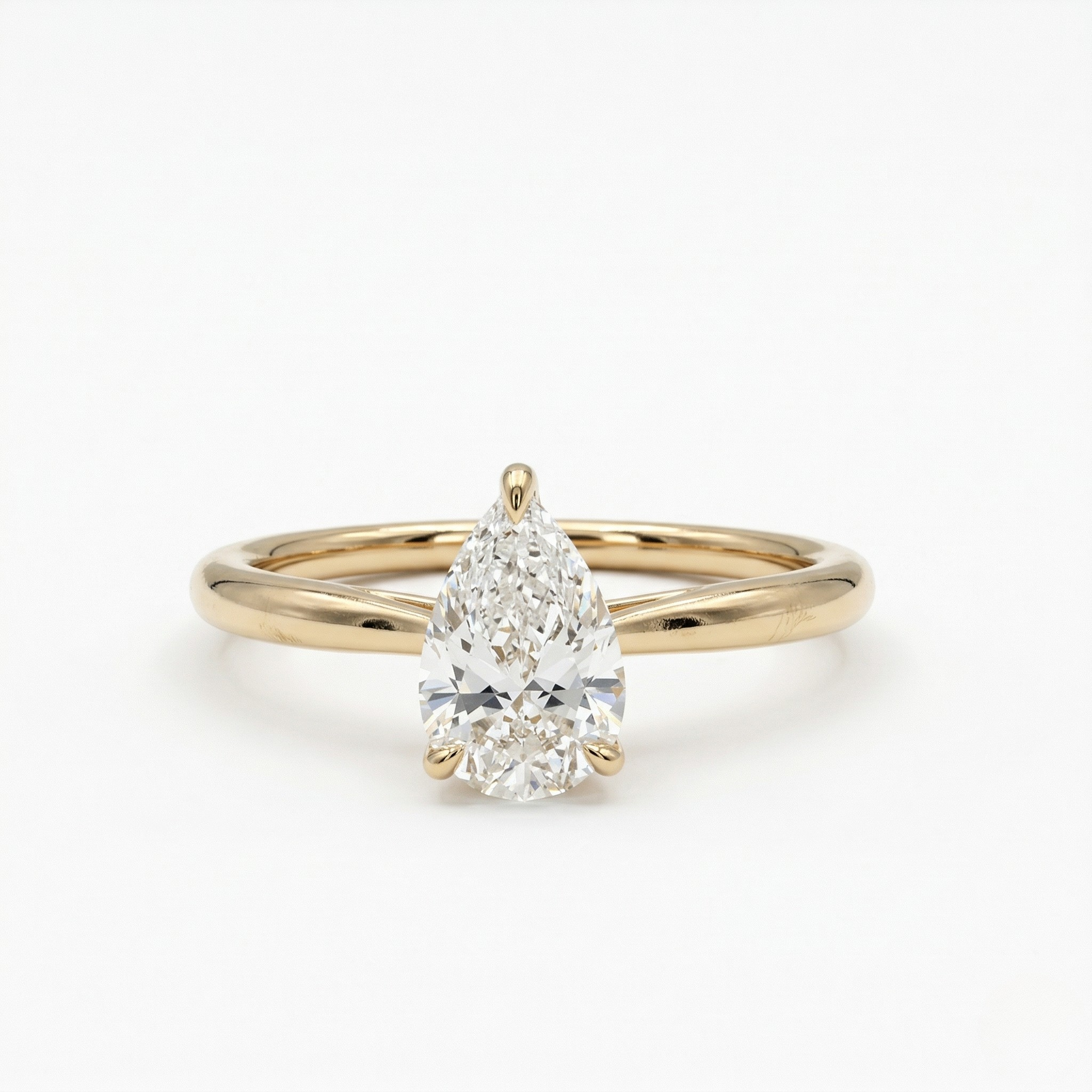 14K rose gold pear-shaped lab diamond ring 1.07ct on white background