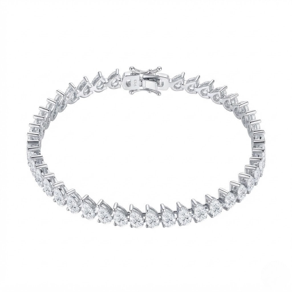 S925 Silver Pear Cut Moissanite Tennis Bracelet
