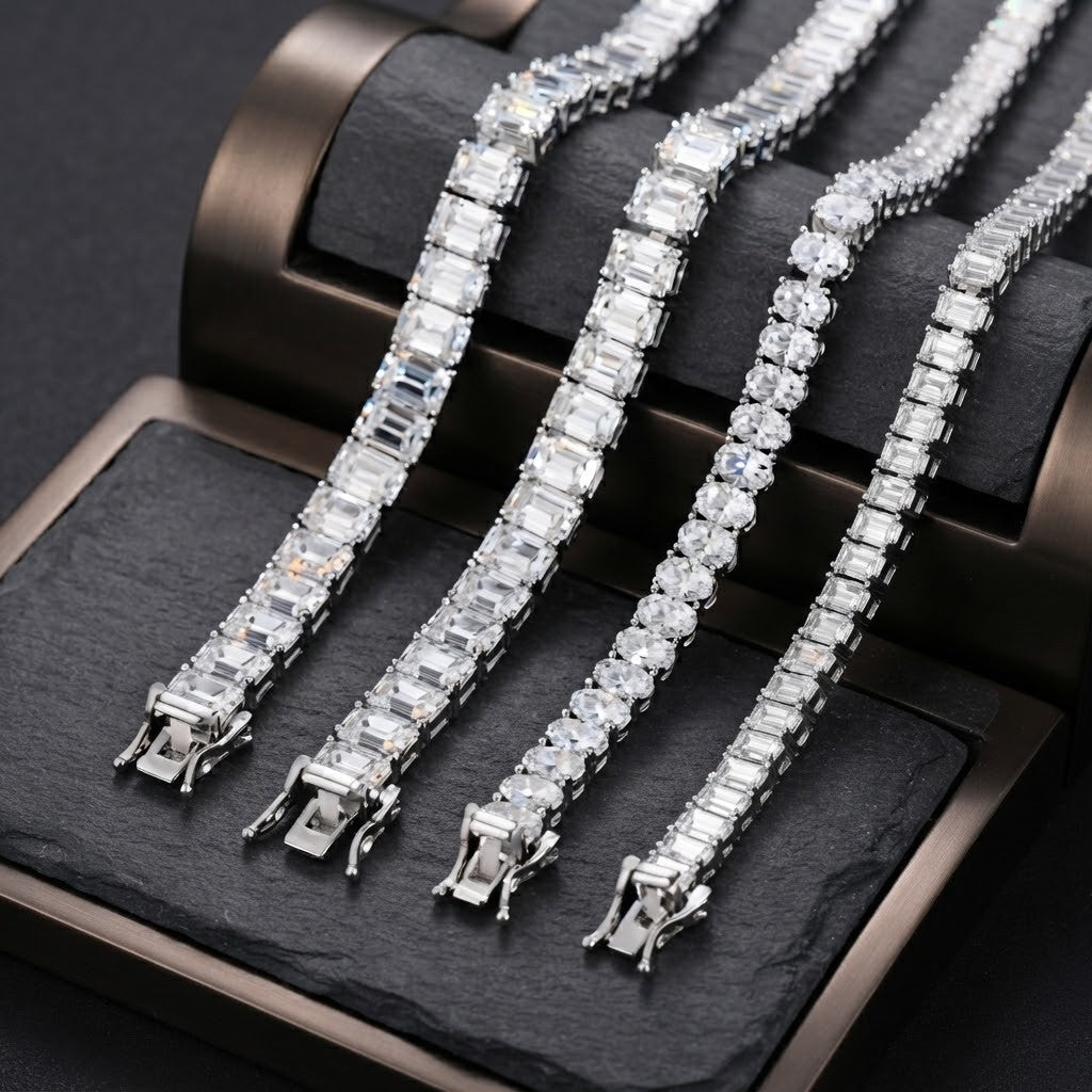 Emerald Cut 925 Iced Out Tennis Bracelet
