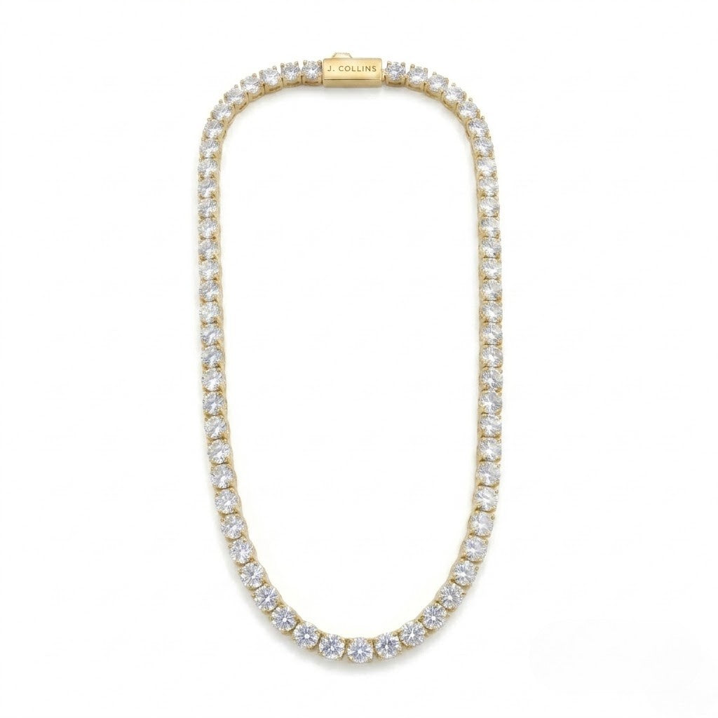 Gold chain necklace on a white background - Tennis Chain 4mm (Gold) by J.Collins Jewelry 