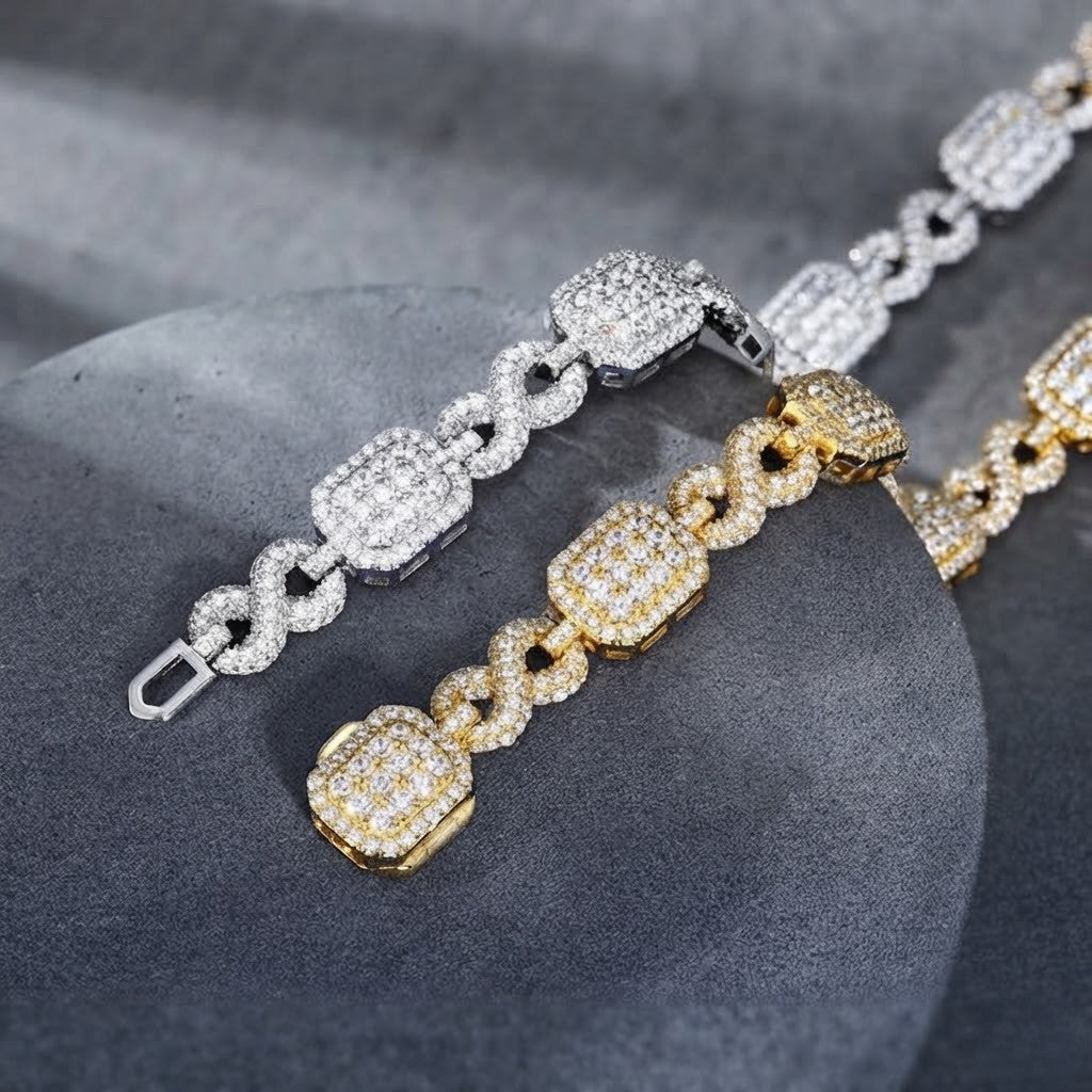 10mm 925 Silver Infinity Pavé Gemstone Bracelet