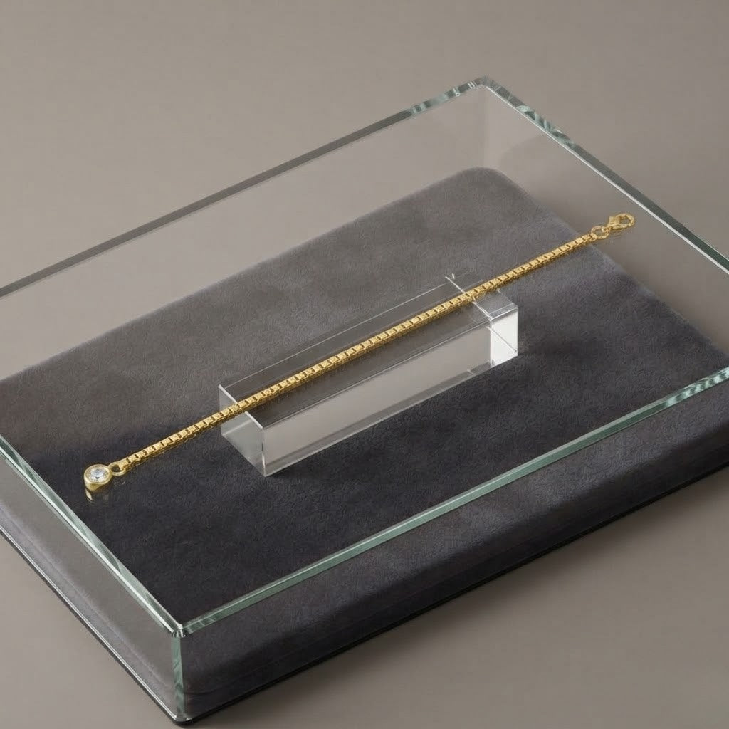 925 Sterling Silver Square Link Box Bracelet
