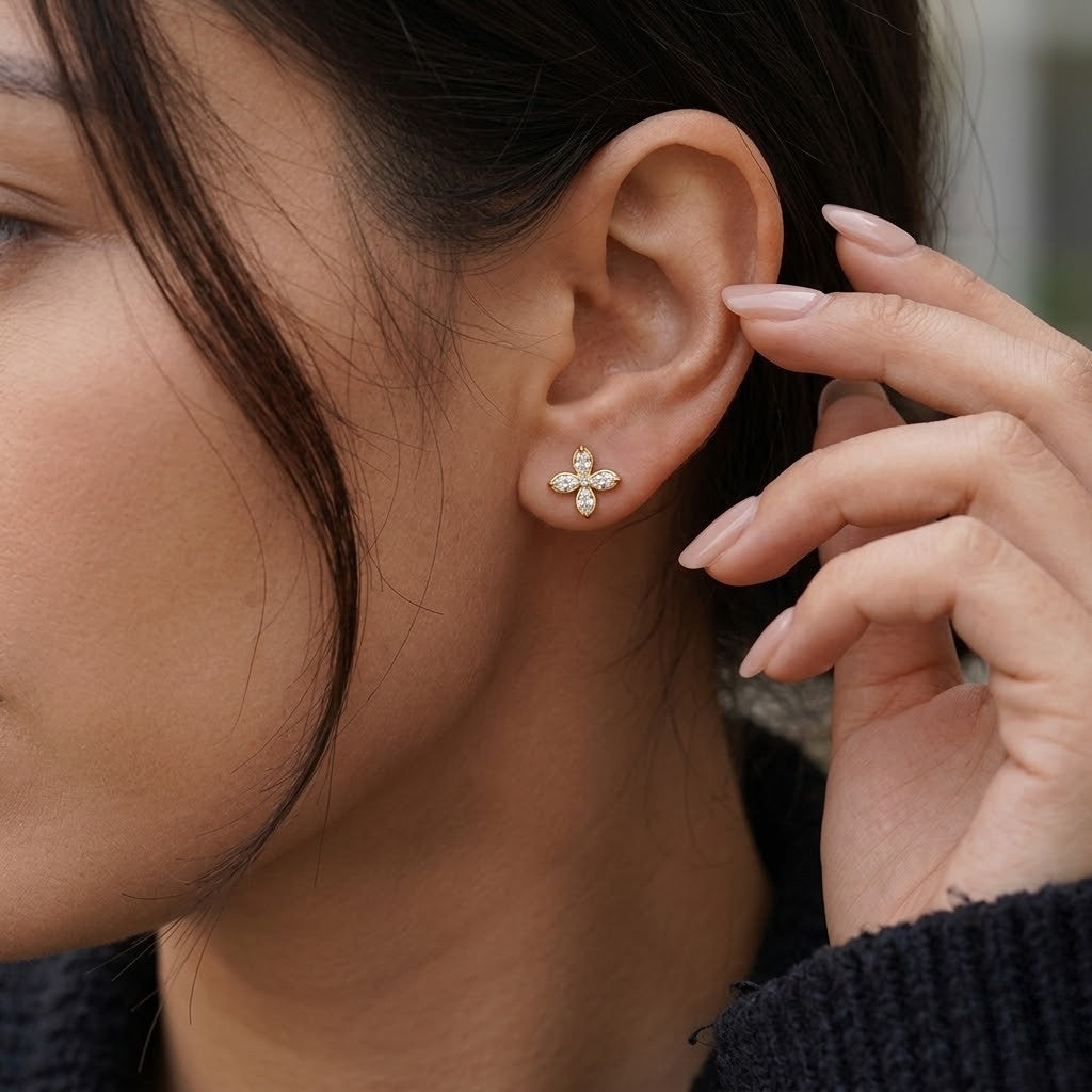 Marquise Floral Stud