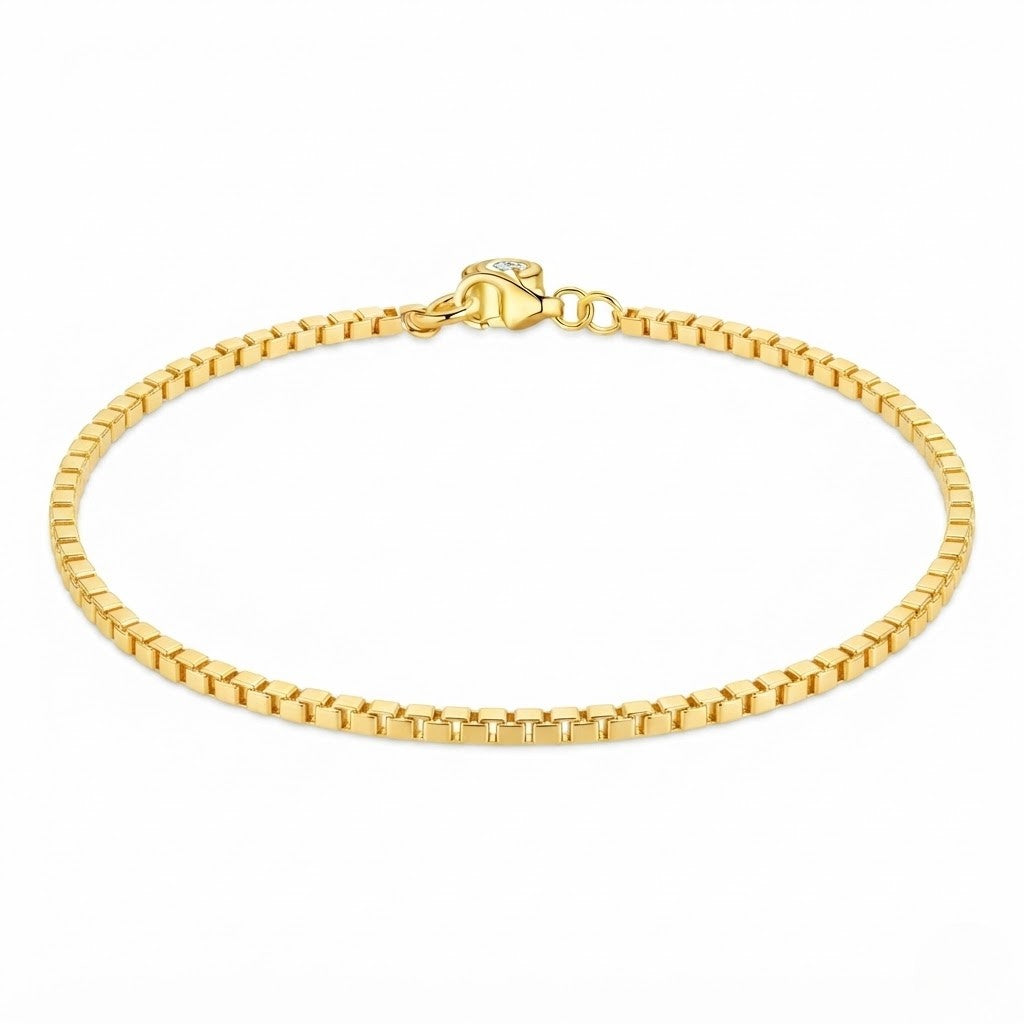 925 Sterling Silver Square Link Box Bracelet