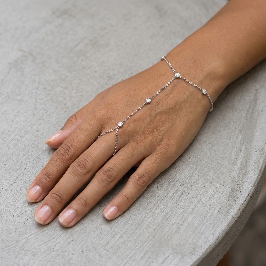 Sparkling CZ Finger Bracelet