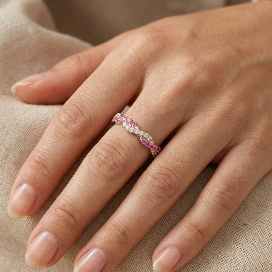 14K Rose Gold Lab Ruby Ring