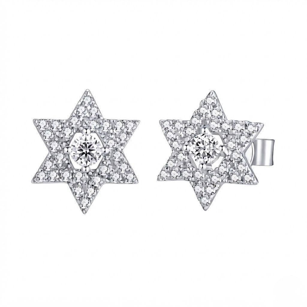 Charming Iced Out Star 925 Sterling Silver Stud Earrings