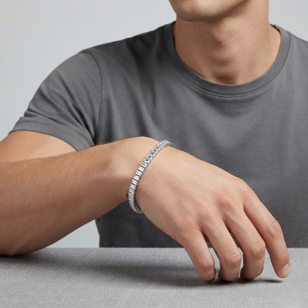 Emerald Cut 925 Iced Out Tennis Bracelet