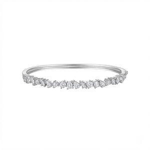 Mixed-Cut Crystal Moissanite Bangle Bracelet