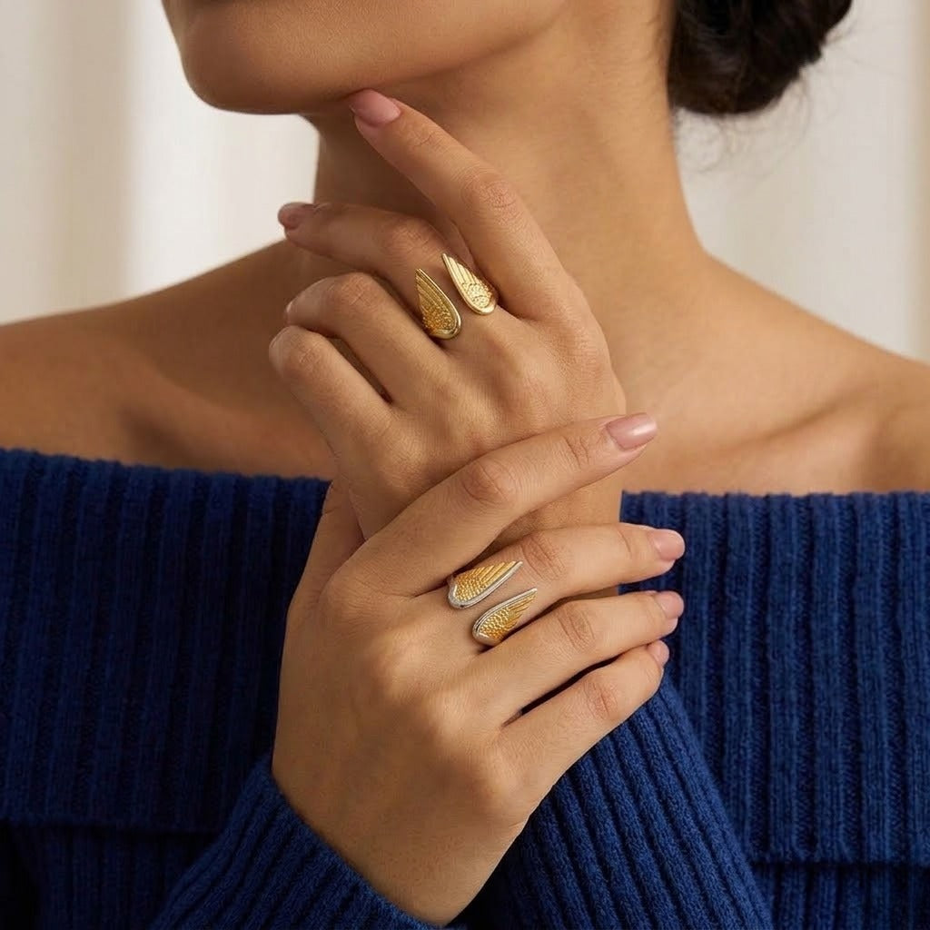 Sculpted Feather Wrap Ring