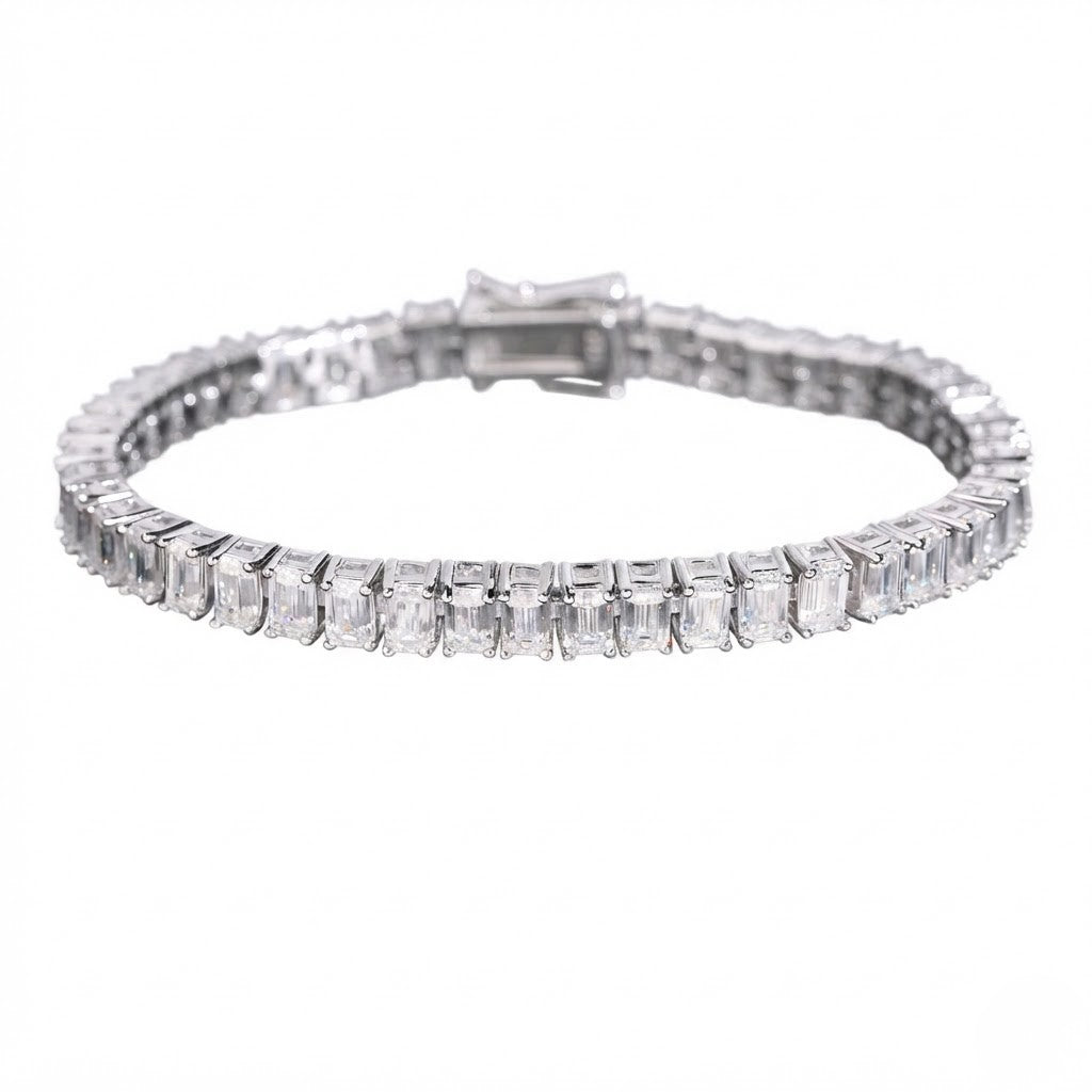 Emerald Cut 925 Iced Out Tennis Bracelet