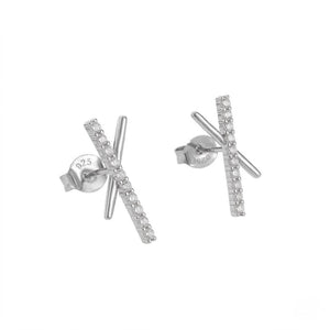 Crystal Crossbar Earrings