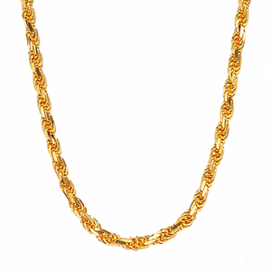 Thick gold rope chain necklace isolated on a clean white background | J.Collins Jewelry