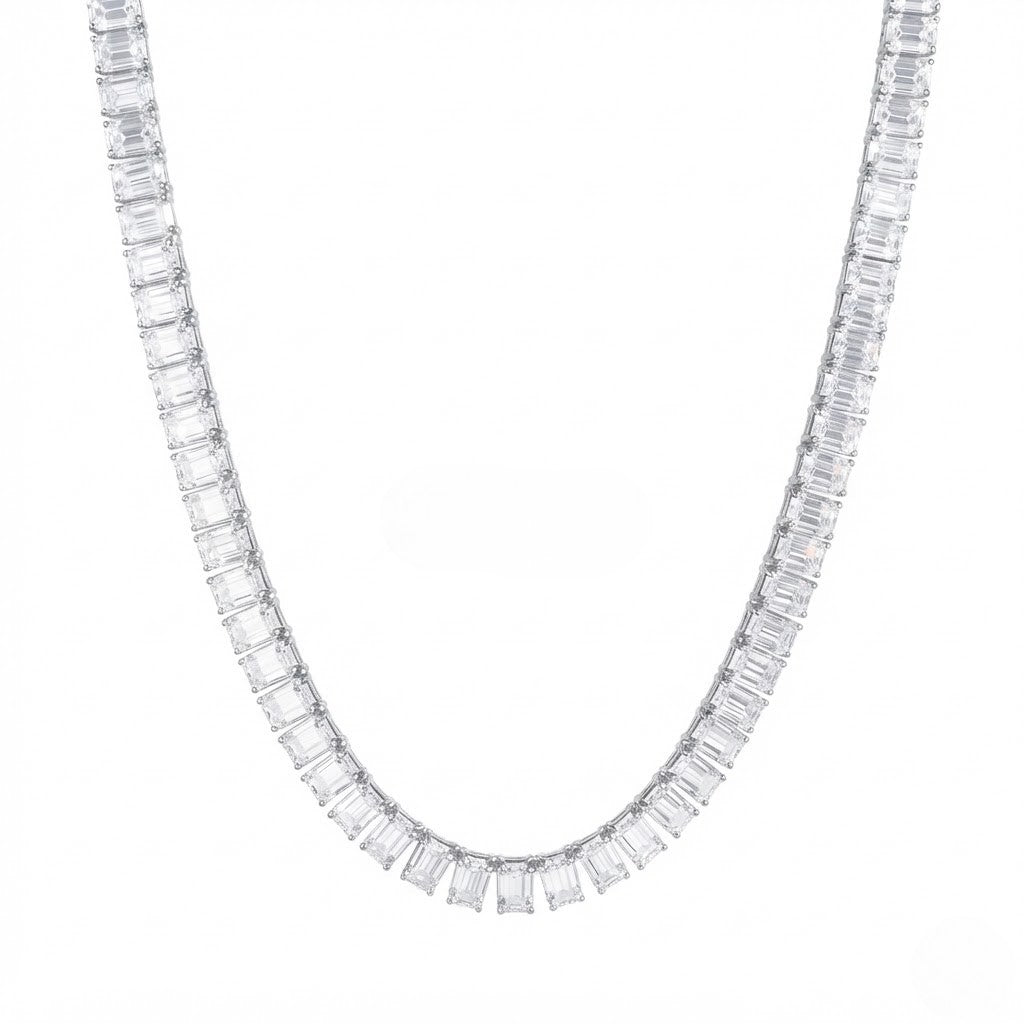 Emerald Cut Moissanite Tennis Chain