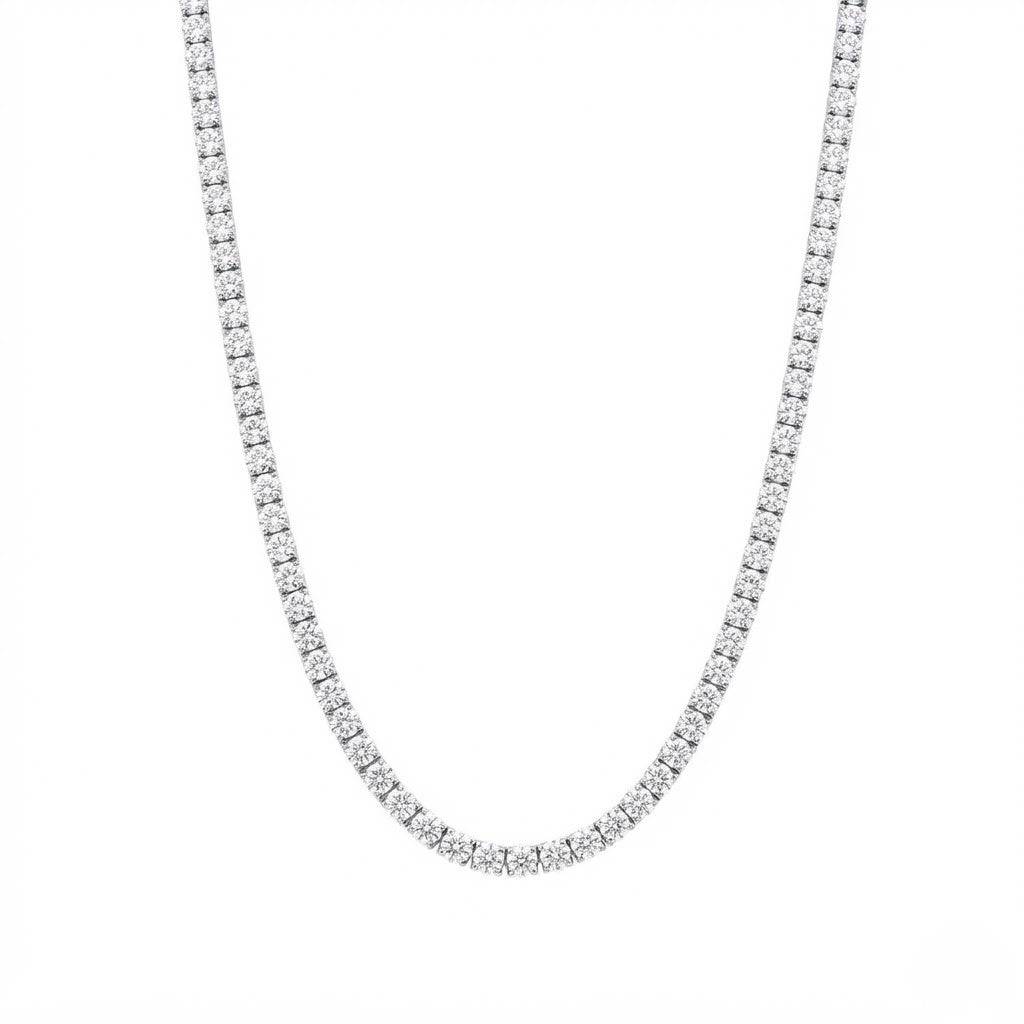 Stainless Steel VVS Moissanite Single Row Tennis Necklace