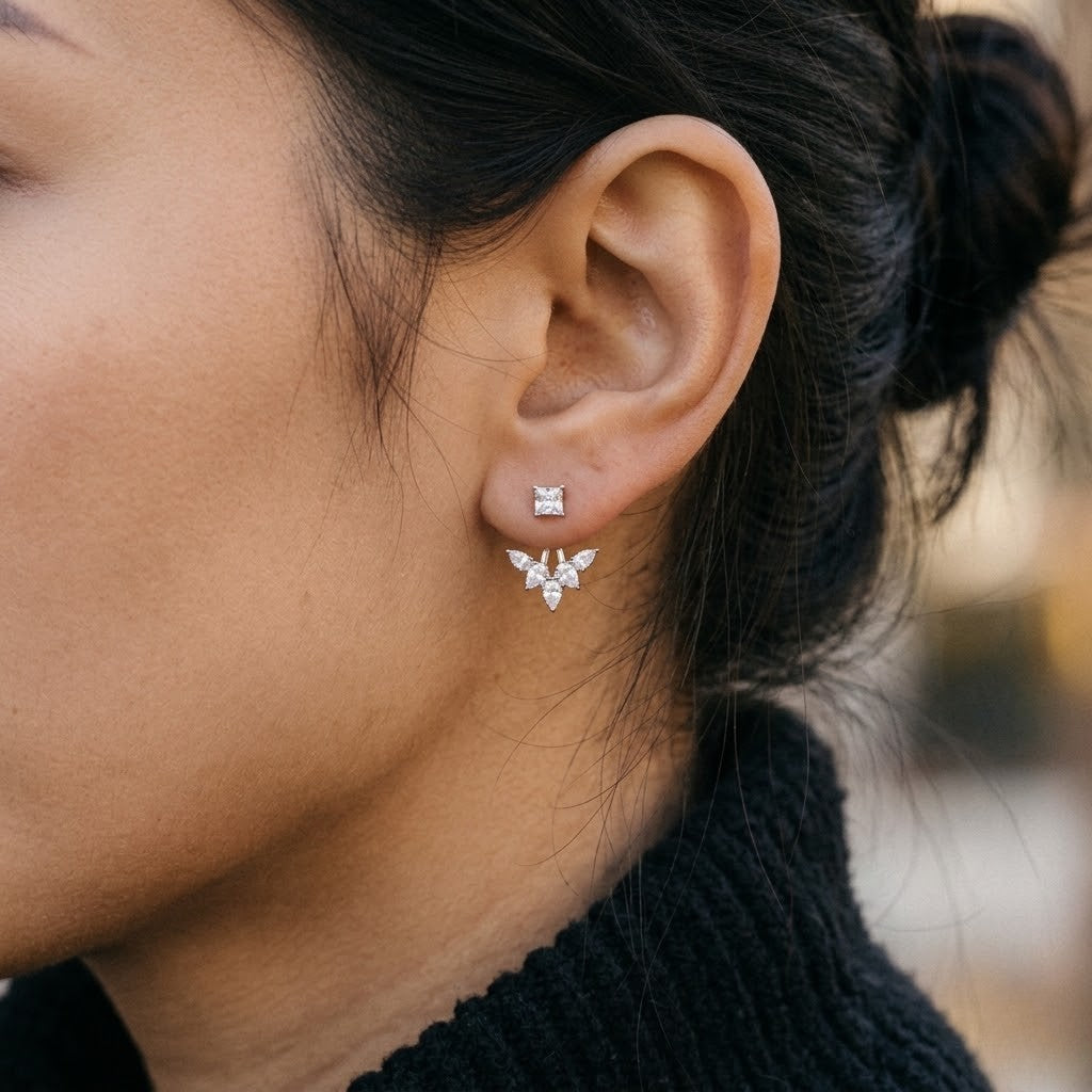 Crystal Ear Jacket Earrings