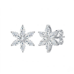 Marquise Cut D Color Moissanite Flower Earrings
