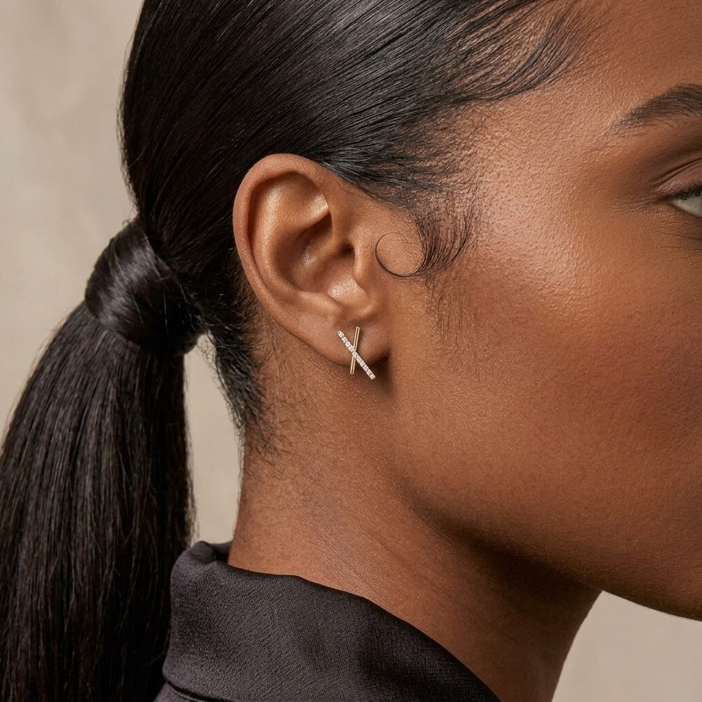 Crystal Crossbar Earrings